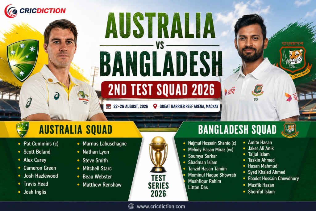 Australia vs Bangladesh 2nd Test squad